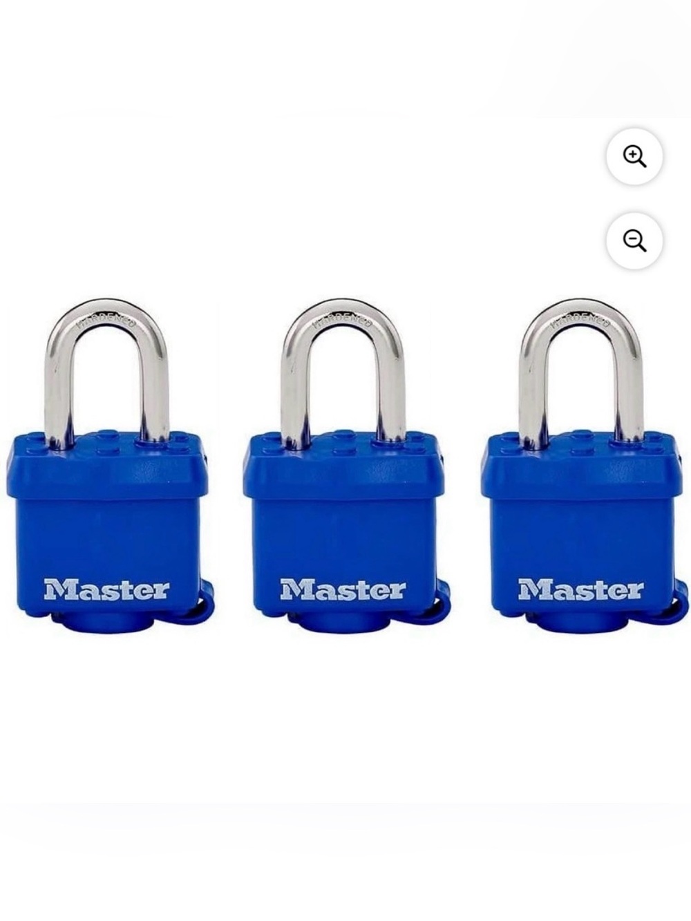 Master Lock 312TRI Padlocks 3 Pack Keyed Alike Outdoor Weatherproof Blue 1-9/16"
